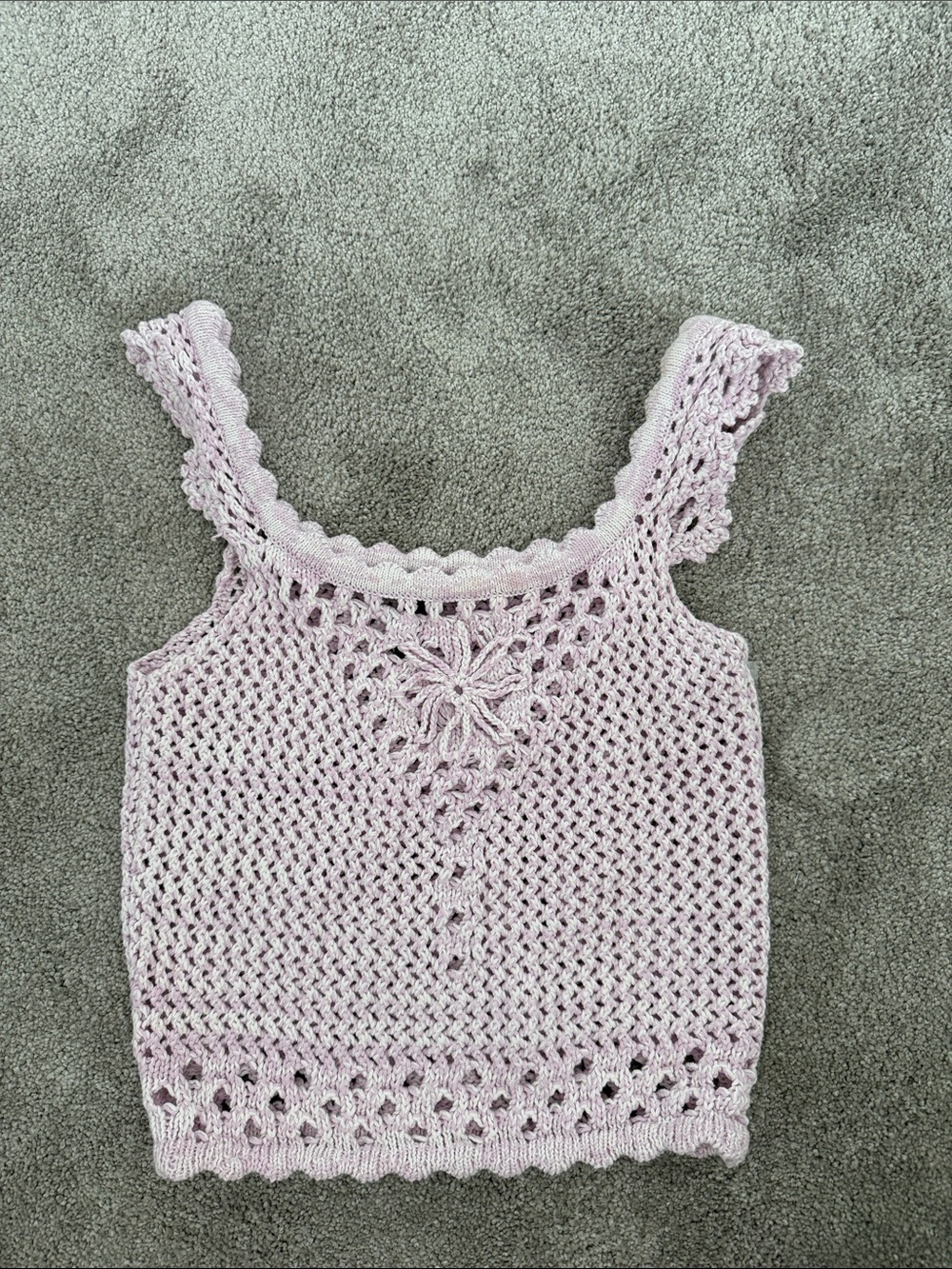 Aqua Lavender Crochet Knit Tank Top